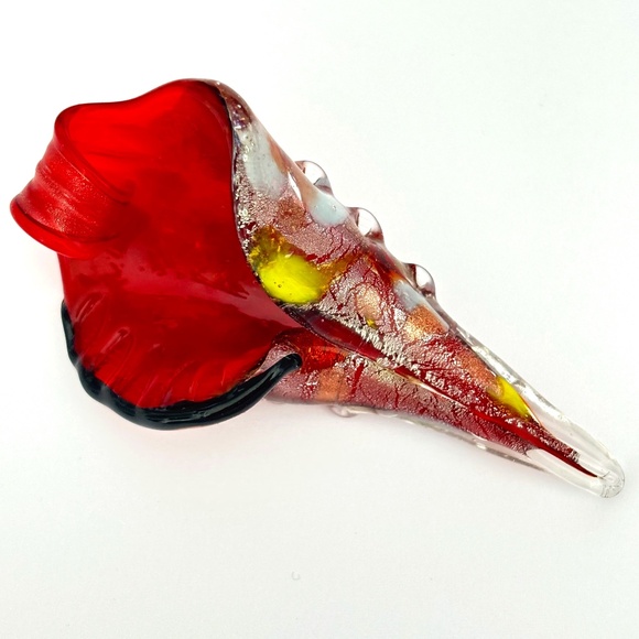 As Low As $2 Large Red Silvery Handmade Lampwork Glass Conch Pendant - Picture 3 of 4